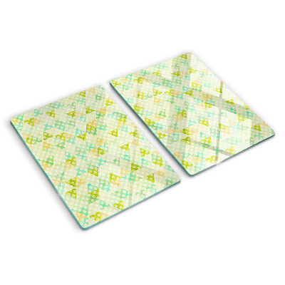 Schneidebrett Glas mit geometrischem Pastellmuster
