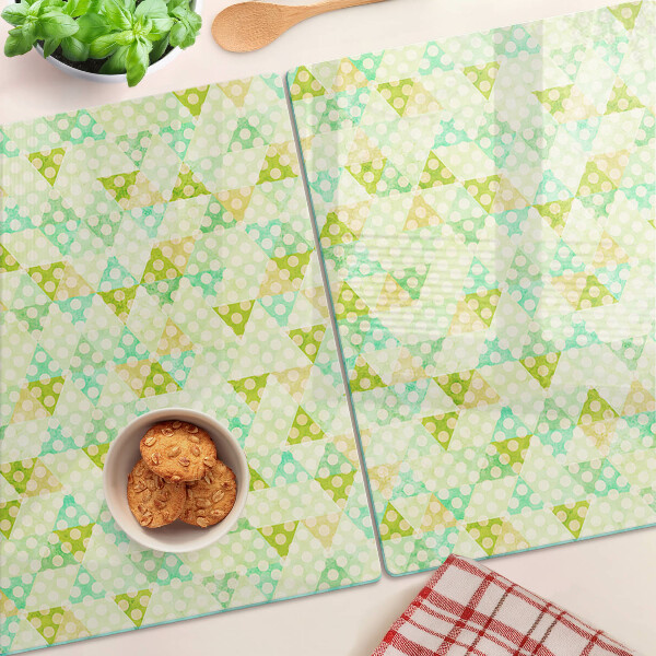 Schneidebrett Glas mit geometrischem Pastellmuster