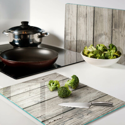 Glas-Schneidebrett in rustikalem Holzdesign