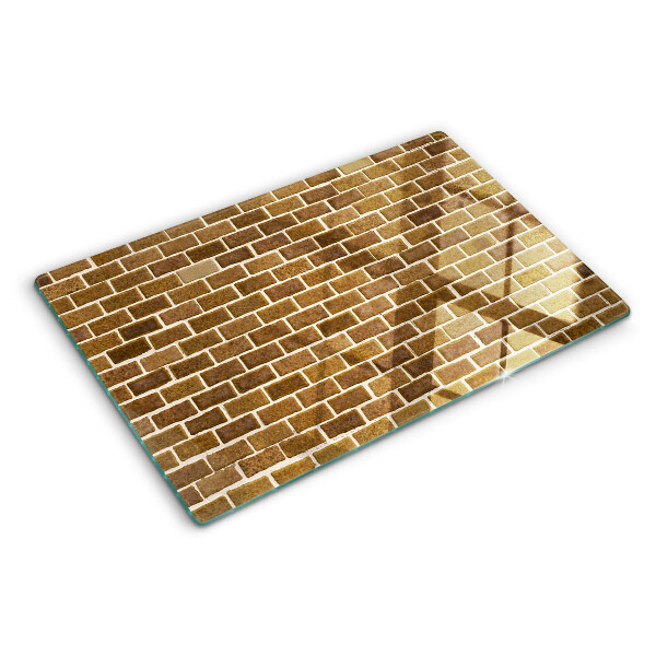 Schneidebrett Glas mit Ziegelmauer-Motiv