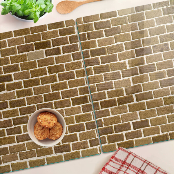 Schneidebrett Glas mit Ziegelmauer-Motiv