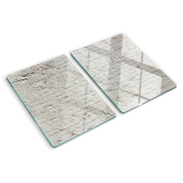 Schneidebrett Glas mit Motiv einer Backsteinwand im Loft-Stil