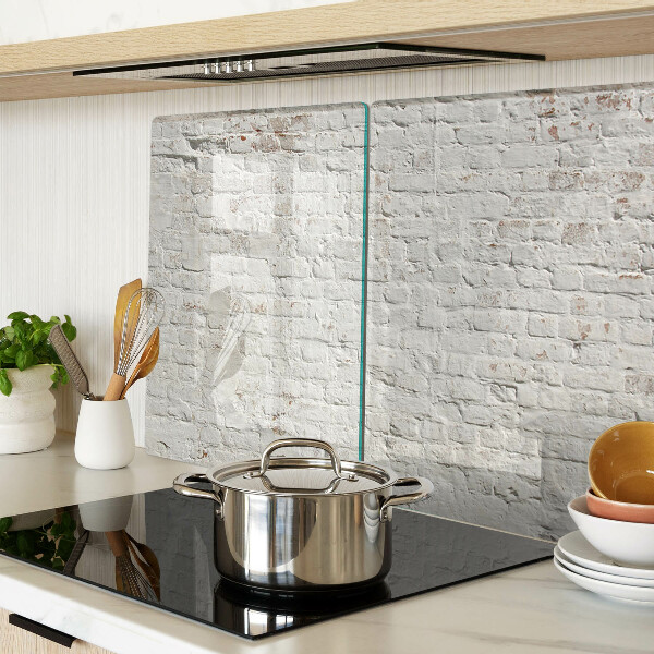 Schneidebrett Glas mit Motiv einer Backsteinwand im Loft-Stil