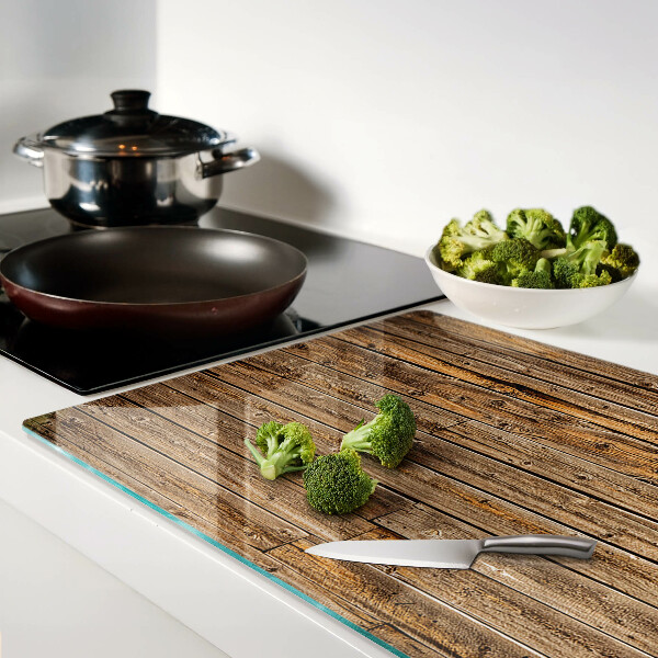 Glas Schneidebrett mit Holzrahmen und eingelassenem Sichtfenster