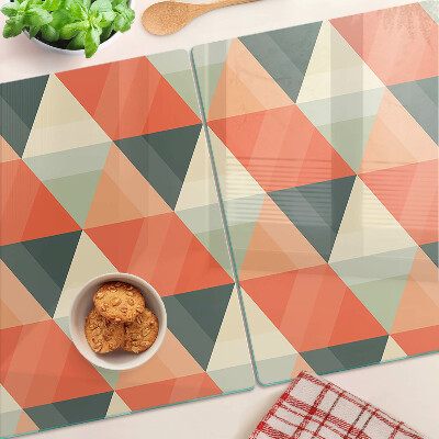 Schneidebrett Glas mit Dreiecken in Orangetönen