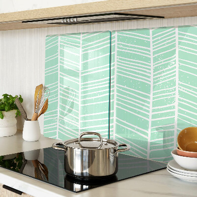 Schneidebrett Glas mit grünem Streifenmuster und weißen Linien