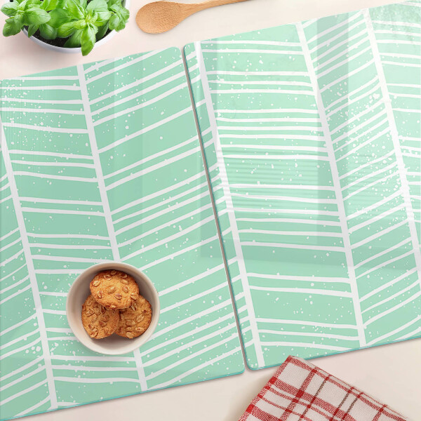 Schneidebrett glas Grüne Streifen mit weißen Linien