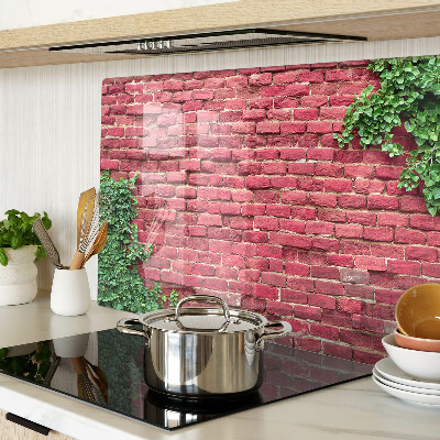 Schneidebrett glas Ziegelmauer mit Vegetation