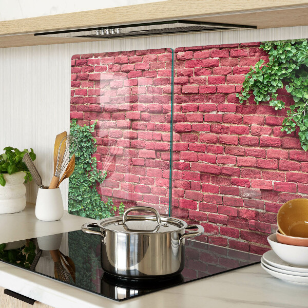 Schneidebrett glas Ziegelmauer mit Vegetation