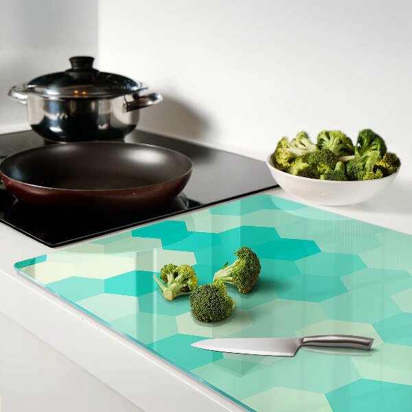 Schneidebrett mit sechseckigem Muster in Türkistönen