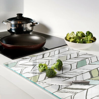 Schneidebrett Glas mit blattartigen Mustern in Grüntönen