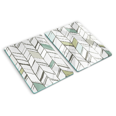 Schneidebrett glas Blattartige Muster in Grüntönen