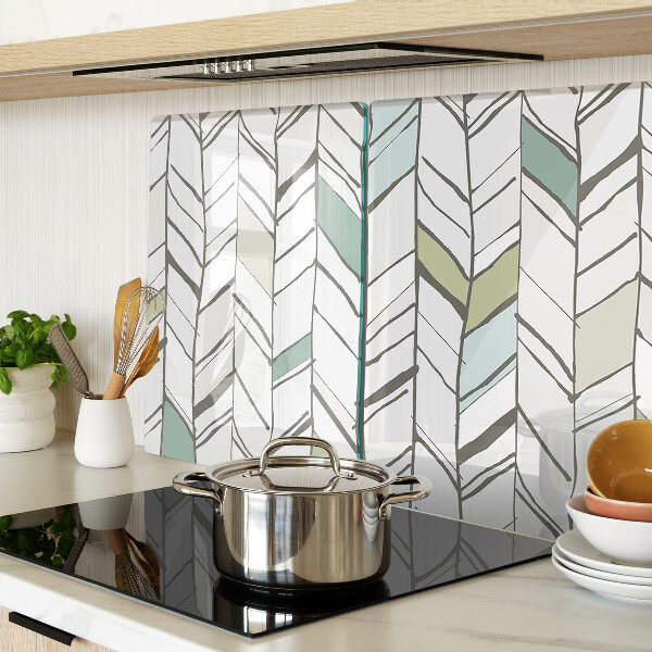 Schneidebrett Glas mit blattartigen Mustern in Grüntönen