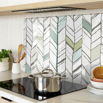 Schneidebrett Glas mit blattartigen Mustern in Grüntönen