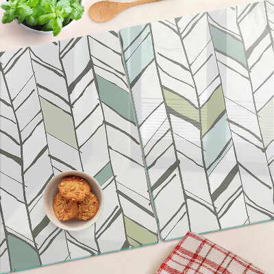 Schneidebrett Glas mit blattartigen Mustern in Grüntönen