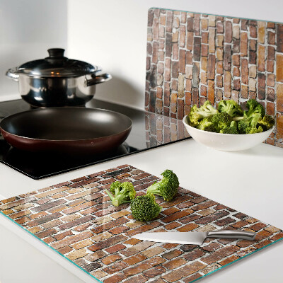 Glas Schneidebrett mit Ziegelmauer-Motiv