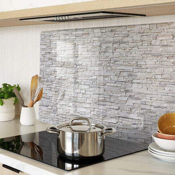 Schneidebrett Glas mit Motiv einer Steinmauer