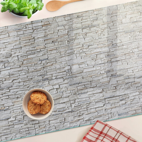 Schneidebrett Glas mit Motiv einer Steinmauer