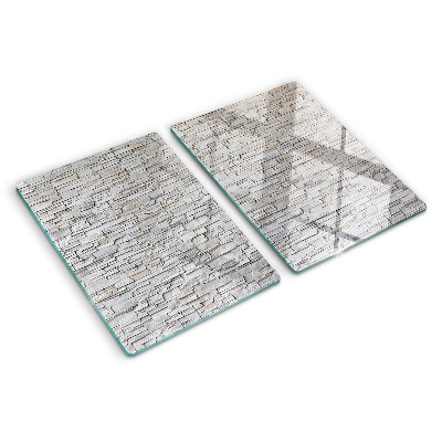 Schneidebrett Glas mit Motiv einer Steinmauer