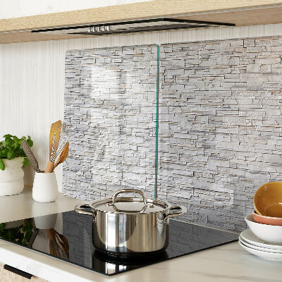 Schneidebrett Glas mit Motiv einer Steinmauer