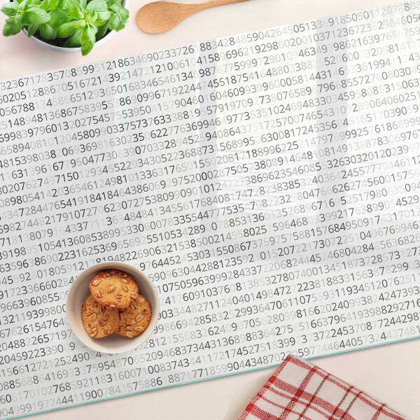 Glas-Schneidebrett mit aufgedruckter Zahlenfolge