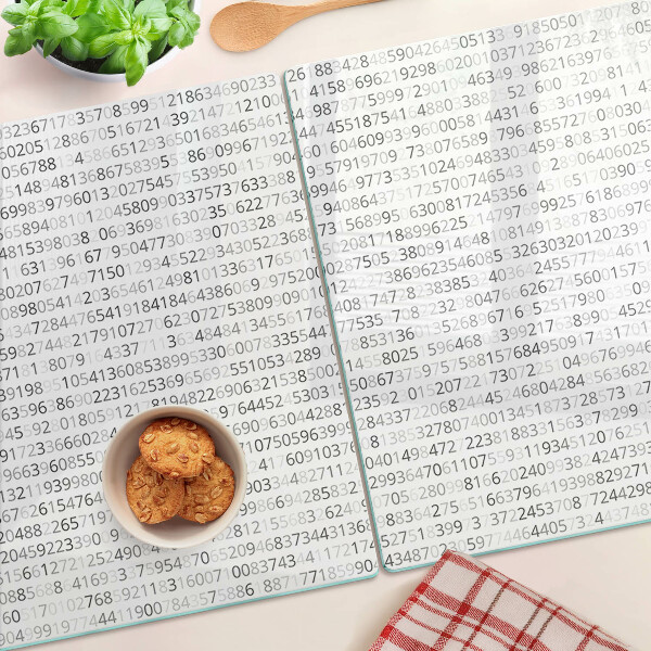 Glas-Schneidebrett mit aufgedruckter Zahlenfolge