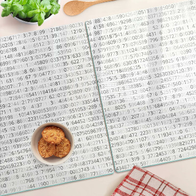 Glas-Schneidebrett mit aufgedruckter Zahlenfolge