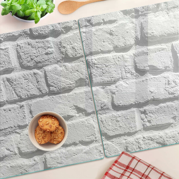 Schneidebrett Glas mit Ziegelmauer-Motiv