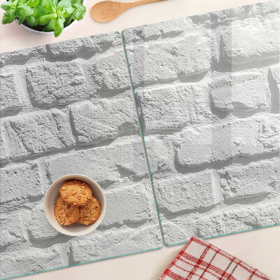 Schneidebrett Glas mit Ziegelmauer-Motiv