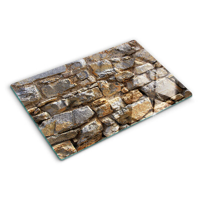 Glas-Schneidebrett mit Motiv einer Steinmauer