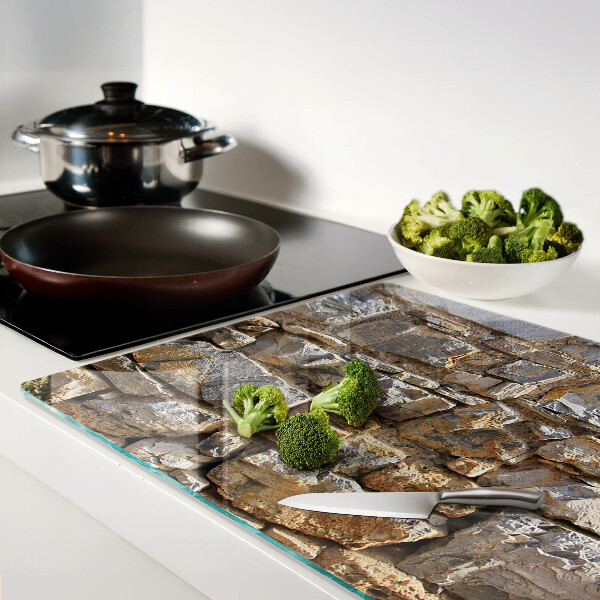 Glas-Schneidebrett mit Motiv einer Steinmauer