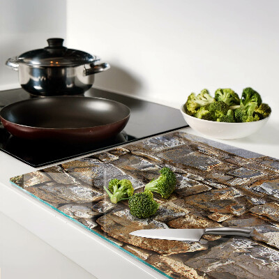 Glas-Schneidebrett mit Motiv einer Steinmauer