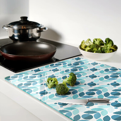 Schneidebrett Blätter in Blautönen