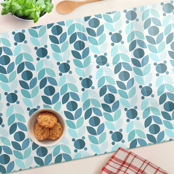 Schneidebrett Blätter in Blautönen