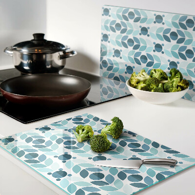 Schneidebrett Blätter in Blautönen