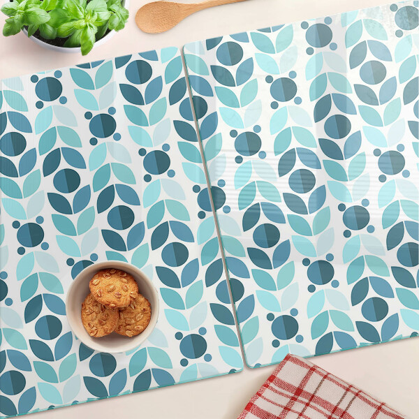 Schneidebrett Blätter in Blautönen