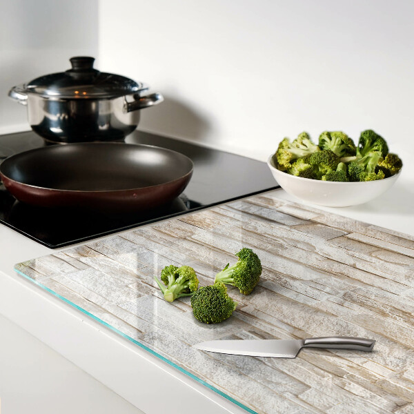 Schneidebrett Glas mit Natursteinmuster in Beigetönen