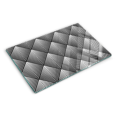 Glas-Schneidebrett mit schwarz-weißem geometrischem Motiv