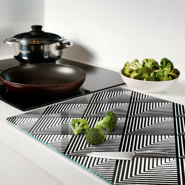 Glas schneidebrett Geometrie in Schwarzweiß