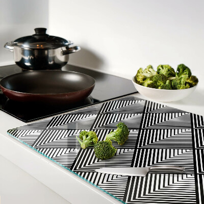 Glas schneidebrett Geometrie in Schwarzweiß