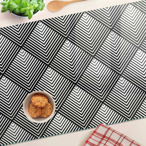 Glas schneidebrett Geometrie in Schwarzweiß