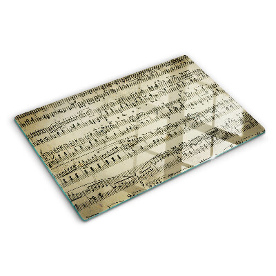 Glas-Schneidebrett mit Motiv musikalischer Notation