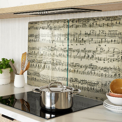 Glas-Schneidebrett mit Motiv musikalischer Notation