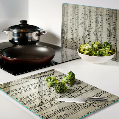 Glas-Schneidebrett mit Motiv musikalischer Notation