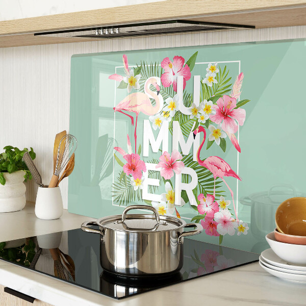 Schneidebrett mit Sommerblumen- und Flamingo-Motiv