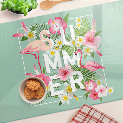 Schneidebrett mit Sommerblumen- und Flamingo-Motiv