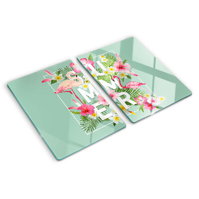 Schneidebrett mit Sommerblumen- und Flamingo-Motiv