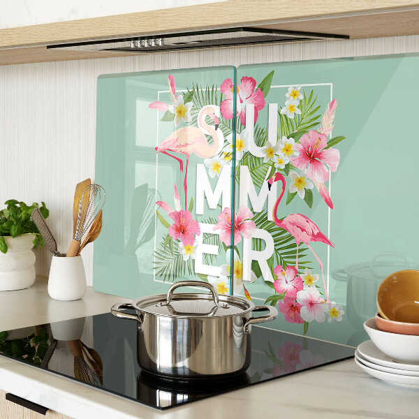 Schneidebrett mit Sommerblumen- und Flamingo-Motiv