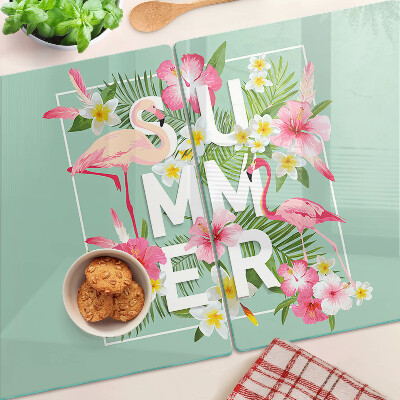 Schneidebrett mit Sommerblumen- und Flamingo-Motiv