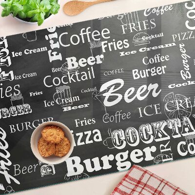 Schneidebrett glas Speisen und Getränke